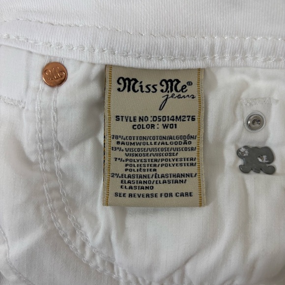 Miss Me Bermuda shorts white stretch size 27 silver embroidery rhinestones - Picture 10 of 11